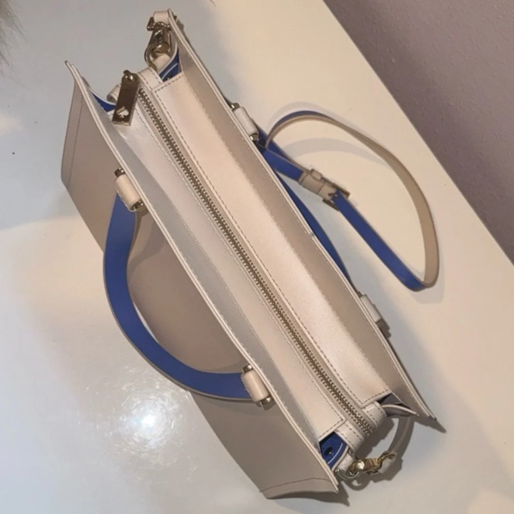 Kate Spade Arbour Hill Candace Leather Satchel Crossbody Pumice Blue Work Bag - Picture 5 of 11